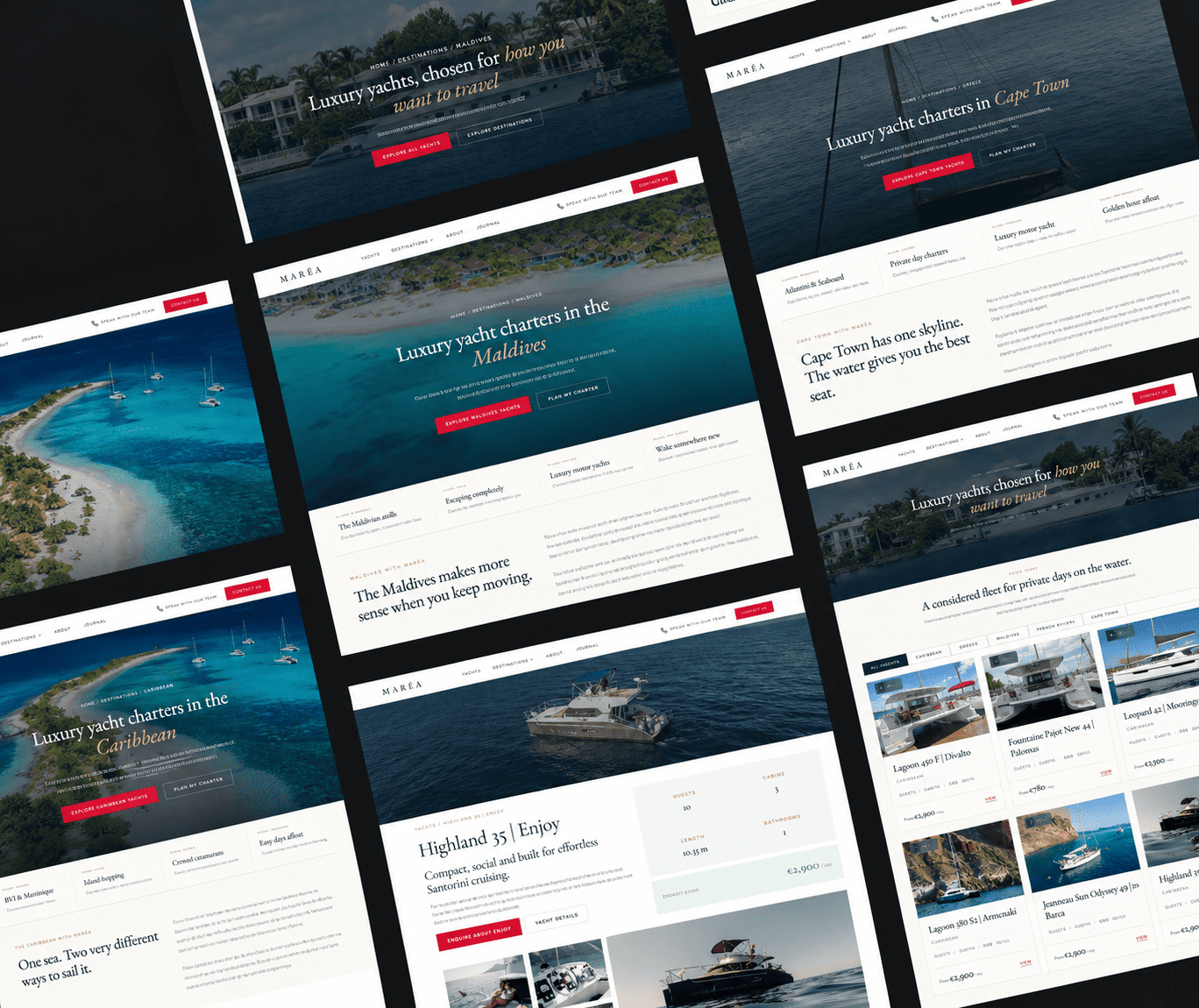 Maréa luxury yacht charter website designed by Kijo Digital