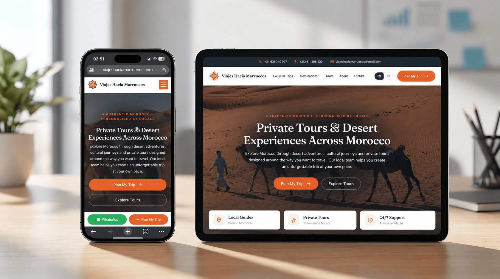 Viajes Hacia Marruecos multilingual Morocco tour operator website designed by Kijo Digital